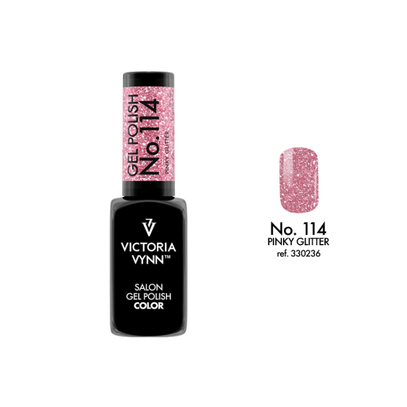 salon gel polish No.114 pinky glitter (TPO FREE, HEMA FREE, DI-HEMA FREE)